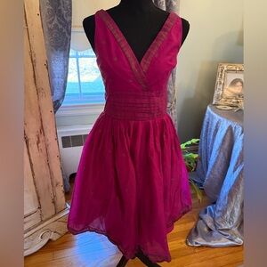 Isaac Mizrahi for Target Cotton Print Fit&Flare dress. Fuchsia. Sz 4. Feminine